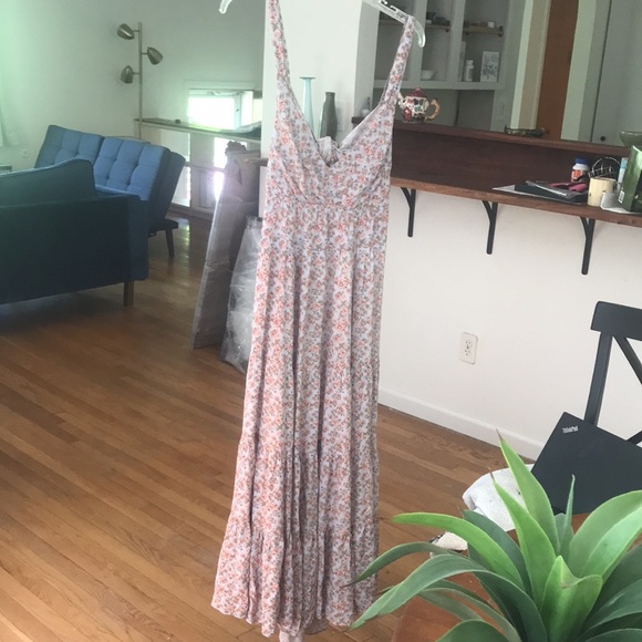 NWT Floral Tiered Backless Midi/Maxi Dress L boho summer floral romantic - Picture 4 of 11